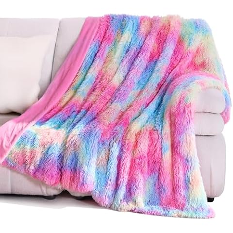 KANKAEU Rainbow Fleece Blanket for Comfort Cover