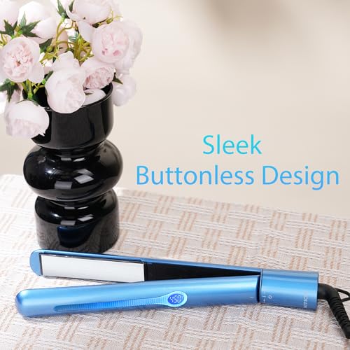 Image of NITION Nano Titanium Hair Straightener 1 inch 3D Floating Heating Plate Smooth Straightening Flat Iron for All Hair Type. MCH 10s Fast Hating Up. Travel Pouch Bag. Dual Voltage. Luxury Gift Box