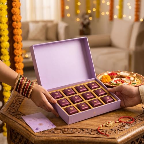 Image of MALVAS FOOD Rakhi Gift Hamper for Brother | Raksha Bandhan Gift Box with Designer Rakhi, 12 Assorted Chocolates (Dry Fruit, Mix Seeds & Premium Chocolates), Roli Chawal Chandan Mishri & Greeting Card | Ready-to-Gift Festive Combo