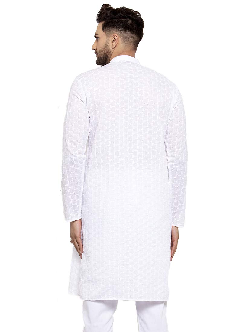 Jompers Men's Chicken Cotton Kurta. (White, M)