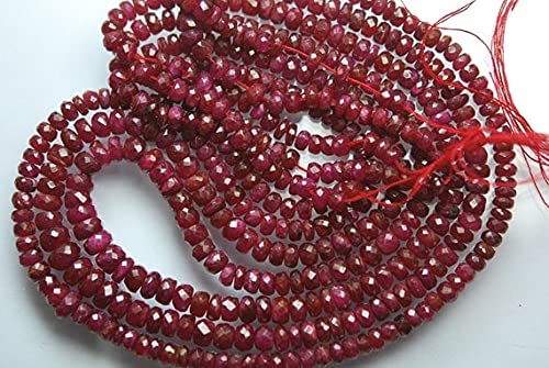 LKBEADS Sznurek 40 cm, AAA naturalny ciemnoczerwony Longido rubin fasetowany duży rozmiar rondelles, rozmiar 6-4 mm
