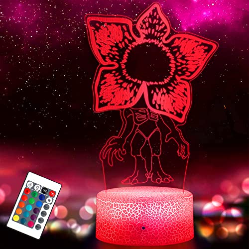 Faminess Stranger Demogorgon Light Stranger Gift 3D Night Lamp with 16 Colour Changes Great Things Toy Gifts for Kids Boys Girls Bedroom Office Decor