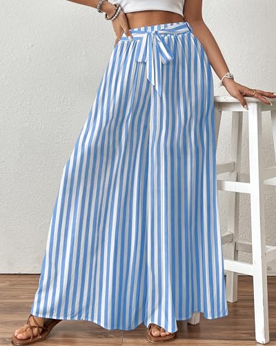 Image of Bsubseach Women Wide Leg Pants Floral Flowy Palazzo Pants