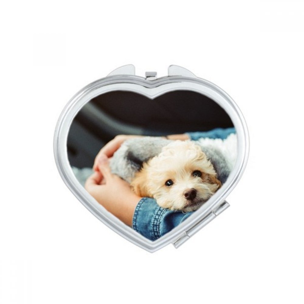 Miroir de poche compact chien blanc neige accessoire maquillage portable main