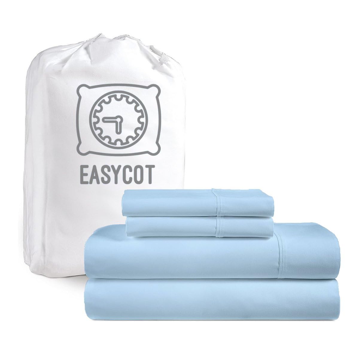 EASYCOT 6 Piece- Bed Sheet Set-Fitted Sheet Flat Sheet & 4pc Pillowcases 100% Egyptian Cotton Luxurious Sateen Weave Bedding Set With 25CM Deep Pocket (Emperor,Light Blue) โ image 1