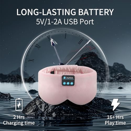Joythink Sleep Headphones Bluetooth Sleep Mask Silk Headband Earphones Bluetooth Eye Mask for Sleeping On Side Blackout Soft Sleep Earphones Music Eye Cover Kids Children - Image 5
