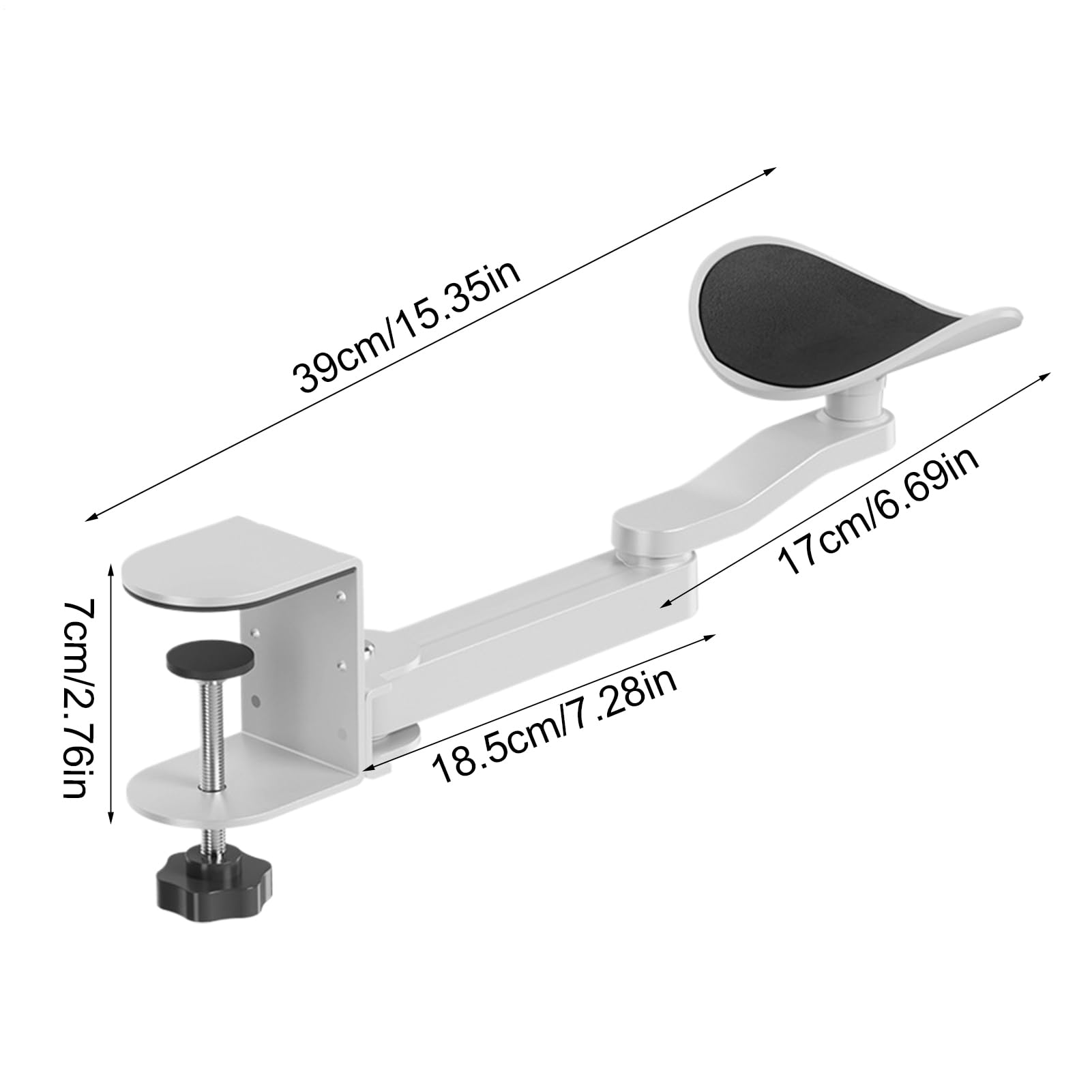 Accoudoir pour bureau – Coudière ergonomique, support de bras de bureau extensible, clavier rotatif à 360° et accoudoir d'ordinateur | Hauteur réglable pour la maison, la bibliothèque, les bureaux
