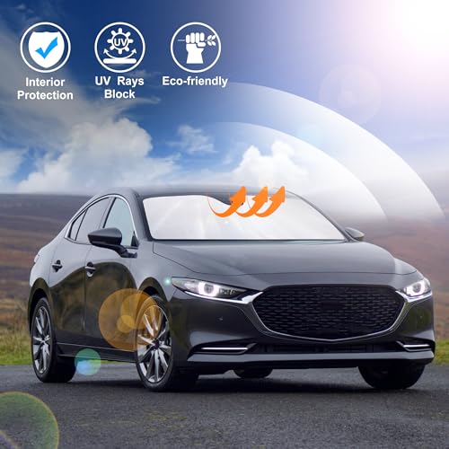 Image of Windshield Sun Shade Fit for 2019-2024 2025 2026 Mazda 3 Accessories Mazda3 Hatchback /Sedan Window Shade Cover Foldable Sunshade Shield Blocker Keeps Cool