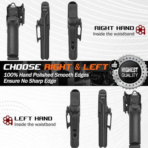 Amberide IWB & OWB Kydex Holster Fit: Glock 48 & Glock 48 MOS Pistol – Inside Waistband Concealed Carry – Adjustable Cant & 'Posi-Click' Retention – No Wear - No Jitter - Made in USA