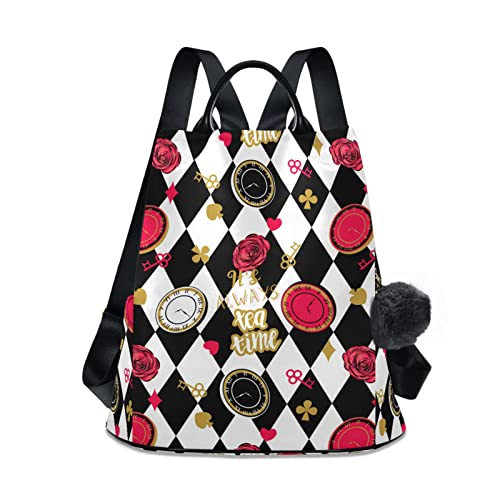 Image of Fustylead Alice Chess Board Backpack Purse for Women Fashion Ladies Shoulder Bags Large Travel Bag