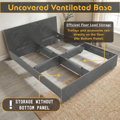 Image of ABOUT SPACE Bed - (80 x 38 inches) Single Bed Without Storage | Engineered Wooden Bed Frame with Airflow & MDF Support Board for Mattress | 1-Year Warranty Cot for Bedroom - Brila Weave(Linen Grey)