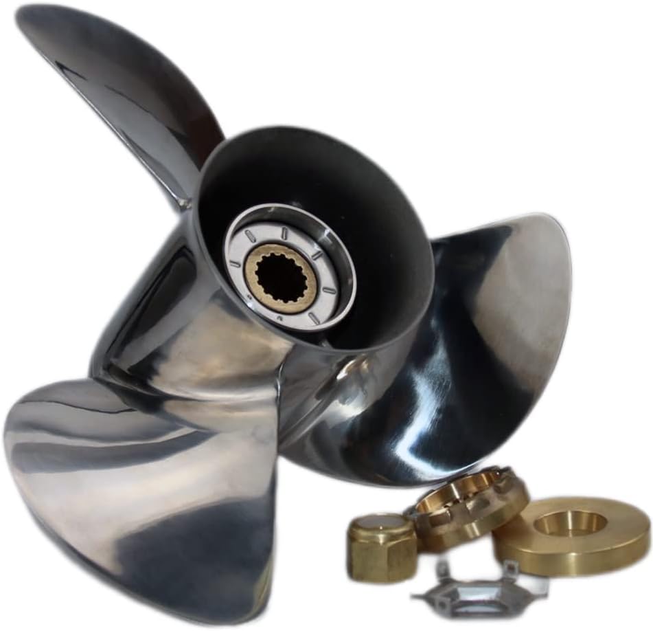 Boatman 13x19 Aluminum/Stainless Steel Outboard Propeller fit Mercury Engine 40/50/70/75/80/90/100/115/125/140 HP,15 Spline Tooth,RH