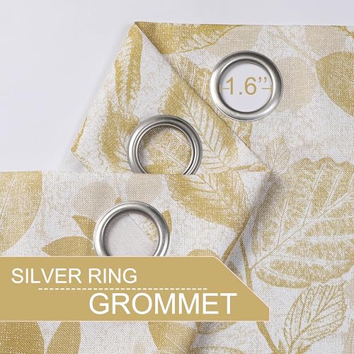 Image of Wheat Gold Leaf Light Filtering Window Curtains, 55 inch Wx90 Lx2