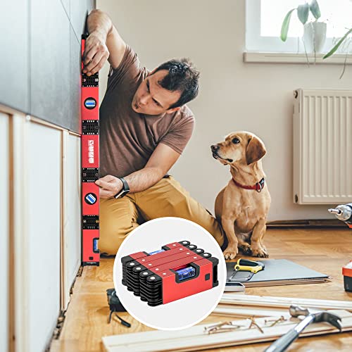 Multi-Function Foldable Level Measuring Tool,Larmeil 28 Inch Folding Level Woodworking Tools For Various Corners Stairs,Accurate Multi-Angle Measurement Magnetic Aluminum Alloy Portable Level #TOP3