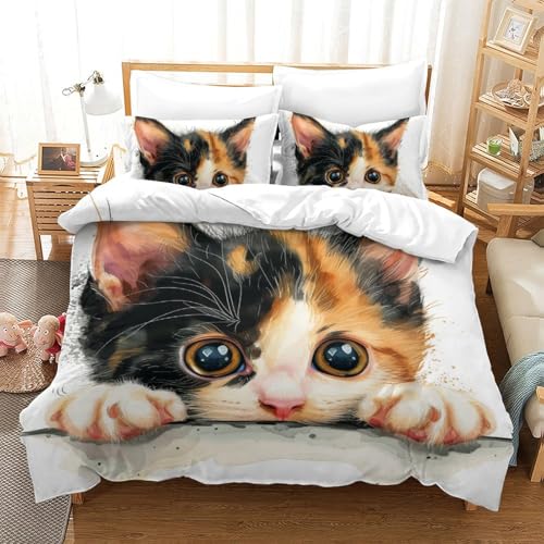 Parure de lit chat coloré microfibre hypoallergénique anti-plis