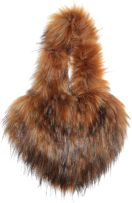 YXCFEWD Furry Heart Shaped Crossbody Bag for Women - Plush Y2K Handbag with Soft Shoulder Strap