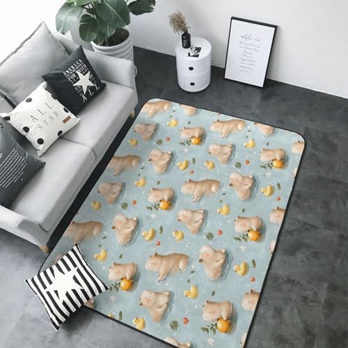 Grand tapis pour salon Capybara mignon lavable et antidérapant 203x152 cm - 2