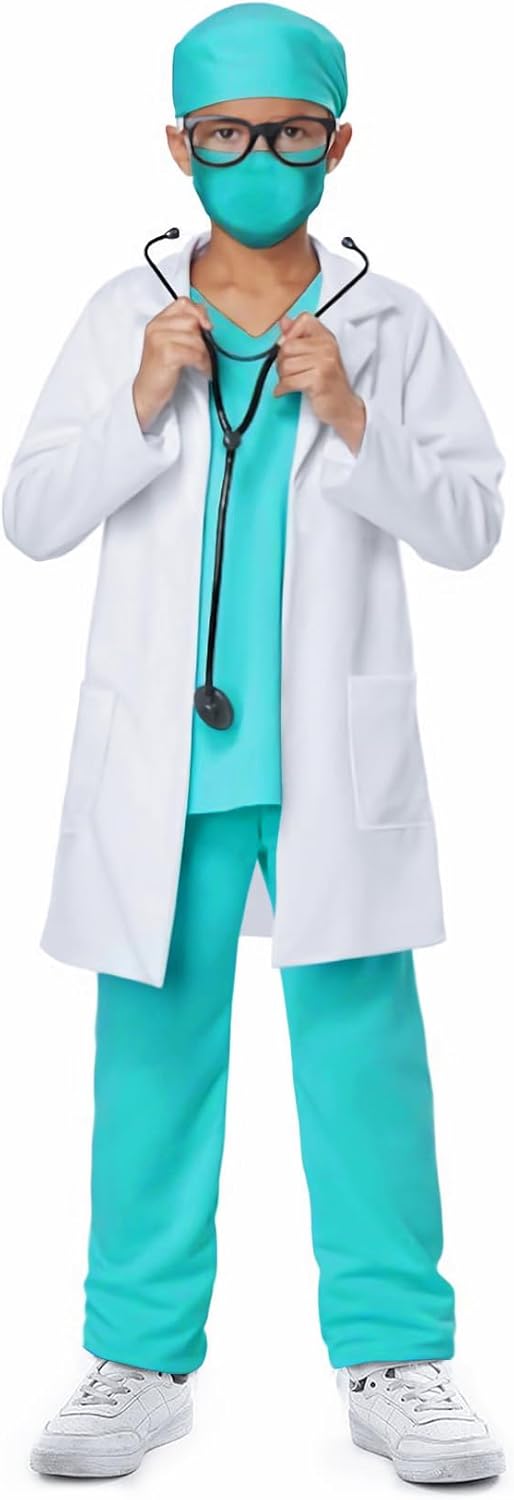Doctor Costume for Kids Scrubs Pants with Accessories Set Children Party Cosplay 3-12 Years - Image 3