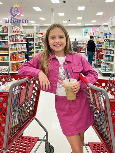 Image of WELAKEN Denim Skirt Sets for Girls Kids & Teen (Jean Jacket + Mini Skirts) II Girl's Clothing Sets
