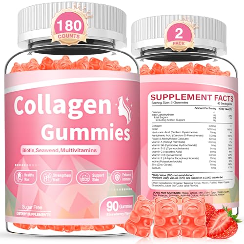 180 Count Collagen Gummies with Biotin Vitamin C Keratin