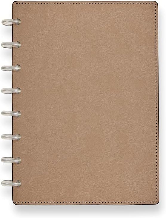 Levenger Circa Modern Sliver Foldover Notebook – Taupe Junior Size, LevTex™ Leather Alternative Cover, Disc-Bound Design, 60-Sheet 90 gsm Paper, Card Pockets, Includes Discs