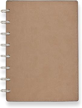 Levenger Circa Modern Sliver Foldover Notebook Taupe Junior Size, LevTexTM Leather Alternative Cover, Disc-Bound Design, 60-Sheet 90 gsm Paper, Card Pockets, Includes Discs