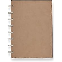Levenger Circa Modern Sliver Foldover Notebook Taupe Junior Size, LevTexTM Leather Alternative Cover, Disc-Bound Design, 60-Sheet 90 gsm Paper, Card Pockets, Includes Discs