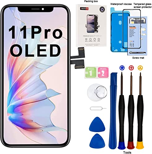 EFaith Écran pour iPhone 11 Pro OLED Ecran de Rechange 6.5" Full HD Tactile Digitizer Assembly avec Kit De Réparation Complet + Protecteur D'écran + Adhésif Étanche pour A2160/A2217/A2215 Cover