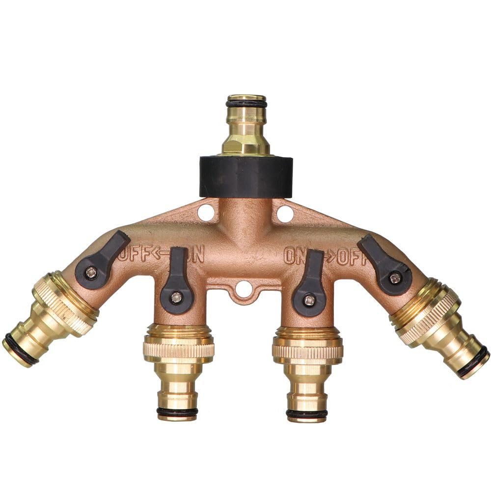 1PC 3/4quot; Divisor de Manguera de jardín de plástico de latón de 4 vías Distribuidor de Conector de riego Tipo Y para Adaptador de Grifo de Grifo al Aire Libre, DX1PCS