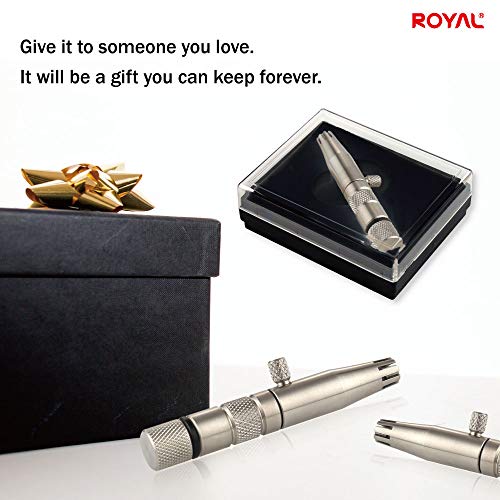 Image of ROYAL [Made in Korea] Premium Manual Nose Hair Trimmer for Men Silver Bullet, Battery-Free, Stainless Steel Rotary Blade Grooming Tool, Waterproof, Safe & Painless with Patented Mechanism, ET-3