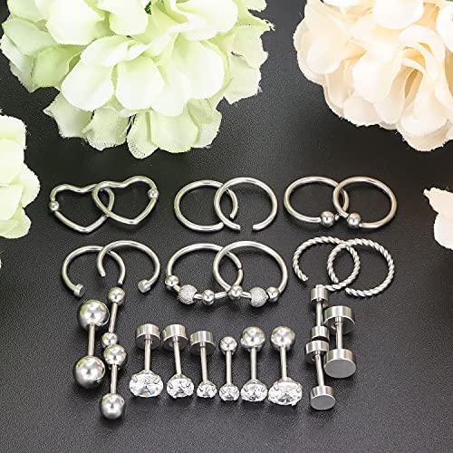 Ftovosyo 18g Cartilage Earrings Hoop Studs for Women Surgical Steel Forwards Helix Earring Hoop Daith Conch Tragus Earrings Piercing Jewelry for Men3