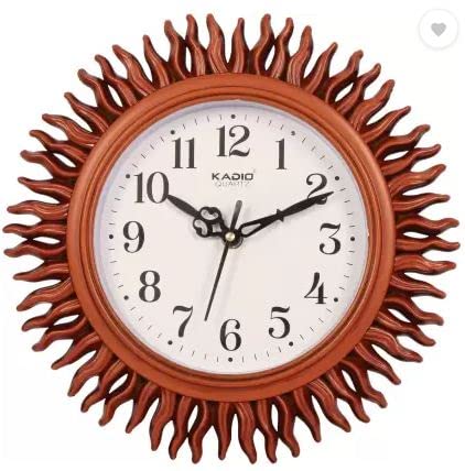 Kadio Analog 24.5 cm X 24.5 cm Wall Clock (Brown, with Glass, Standard)