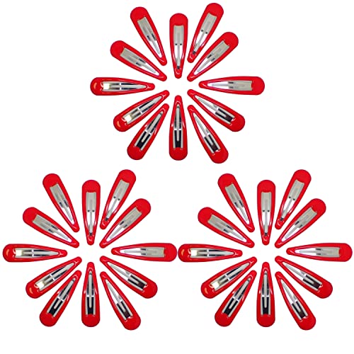 Topkids Accessories 36pc Snap Clips 5cm / 2" Hair Clip Hair Snap Clips Hair Pins Snap Hair Clips Hair Ties Snap Hair Clips Hair Accessories for Women & Hair Accessories for Girls (Red)