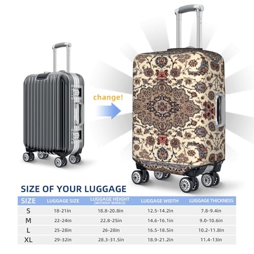 Oriental Floral Persian Luggage Cover, Protective Washable Suitcase Cover - Travel High Elastic Fibers Suitcase Protector Fits Medium3