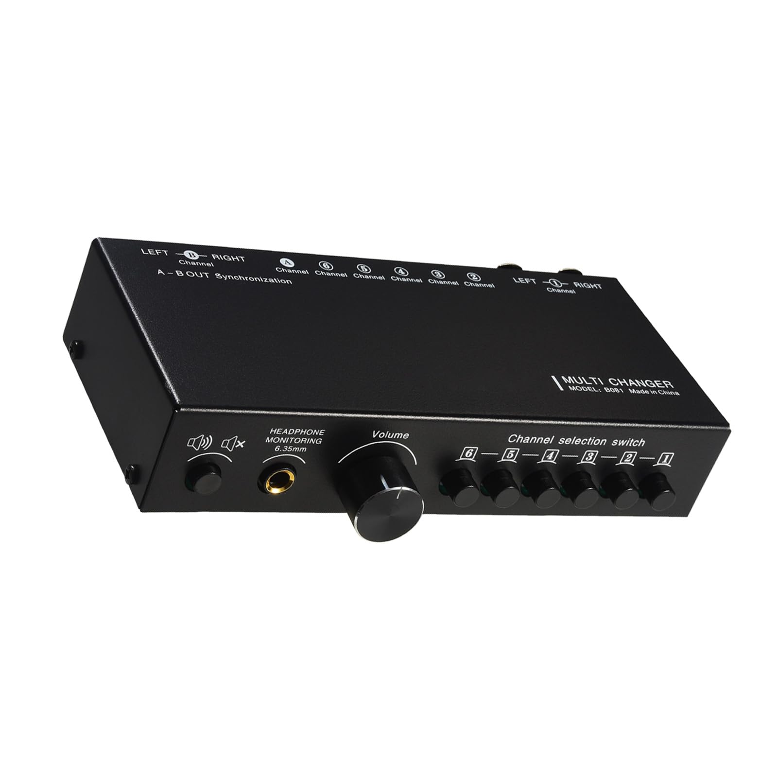 Bediffer Commutatore di Segnale Audio Controller Volume 6 in 3 Out per Altoparlanti Attivi con Uscita e XLR Design in Metallo Nero