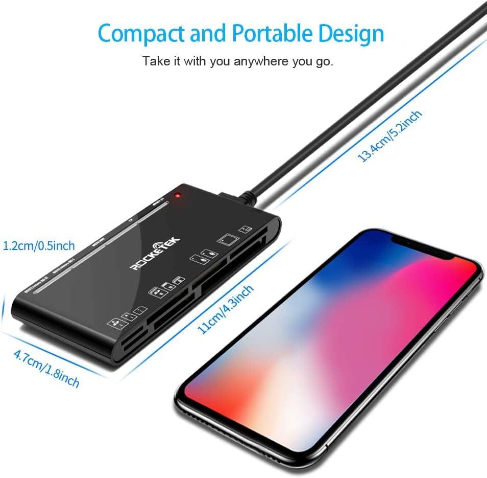 Lecteur de Carte USB 3.0, Rocketek 7 en 1 Lecteur de Carte mémoire,USB