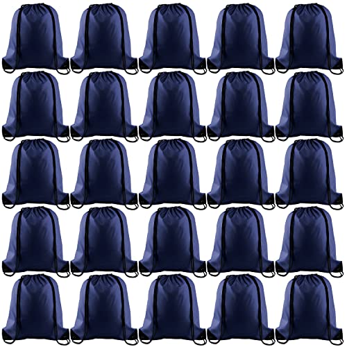 Image of KUUQA 50Pcs Navy Blue Drawstring Backpack Bulk Drawstring Bags String Bags Storage Bags Gym Backpack for Sport Gym Traveling
