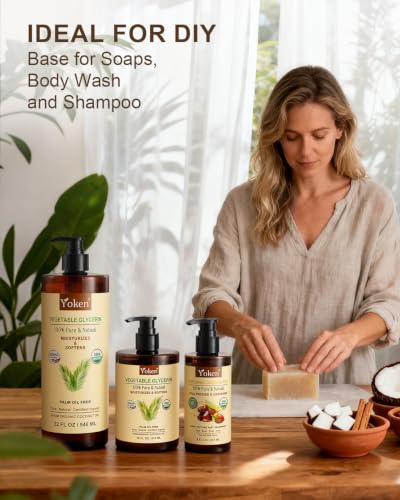 Image of Organic Glycerin Vegetable Glycerine 16 fl oz for Skin, Face USDA Certified | Glycerol Glicerina No Palm Oil Coconut-Derived Natural Pure for Skin Face Hair DIY Soap Slime Carrier Oil