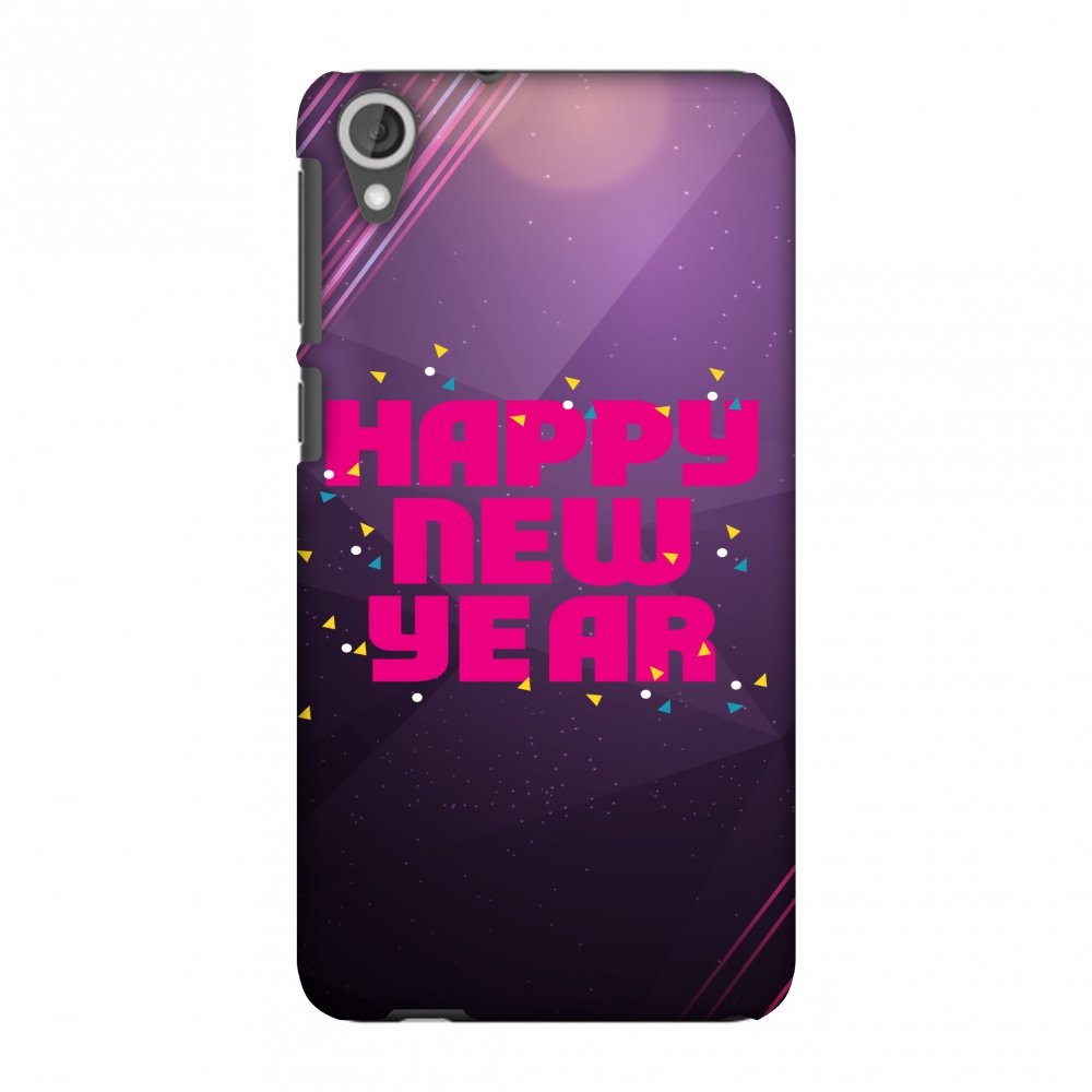 AMZER Slim Fit Handcrafted Designer Printed Hard Shell Case Back Cover for HTC Desire 820, 820G Plus - Happy New Year