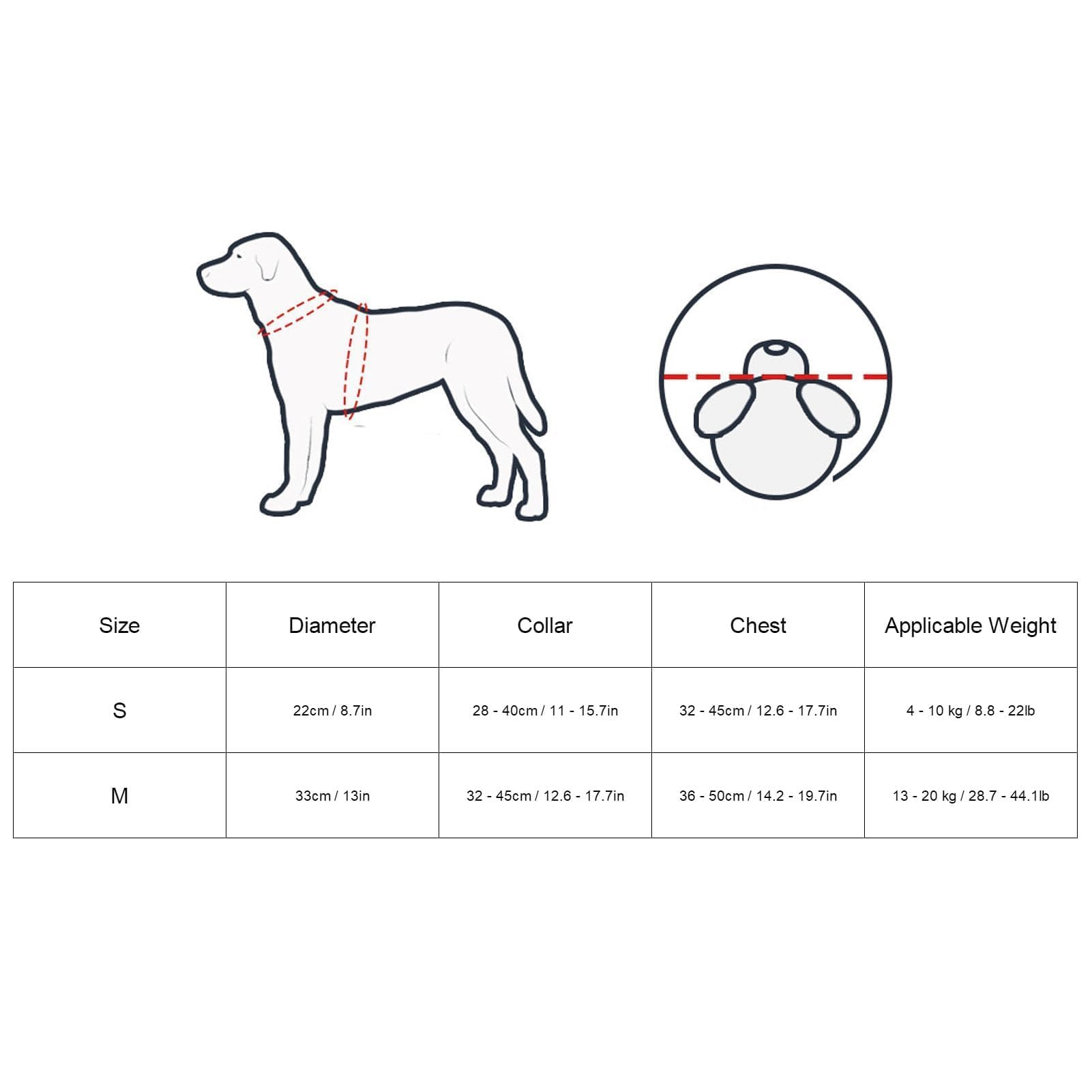 Blindes Hundegeschirr, Verstellbarer Antikollisionsring, Hund Schützend Geschirr Weste Ring Blindenhund Geschirr Orientierungshilfe für Blinde Haustiere (M)
