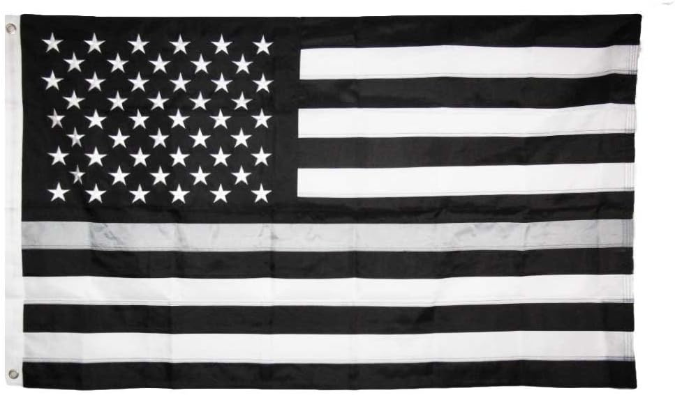3x5 USA American Thin Grey Line Sewn Stripes Embroidered Stars Flag 3 x 5 3'x5' Brass Grommets Premium Nylon Fade Resistant Fabric