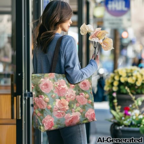 Image of Art Lover Zippered Tote Bag Waterproof Large Work Tote Bags, Artwork Women's Purse Handbags Travel Totes
