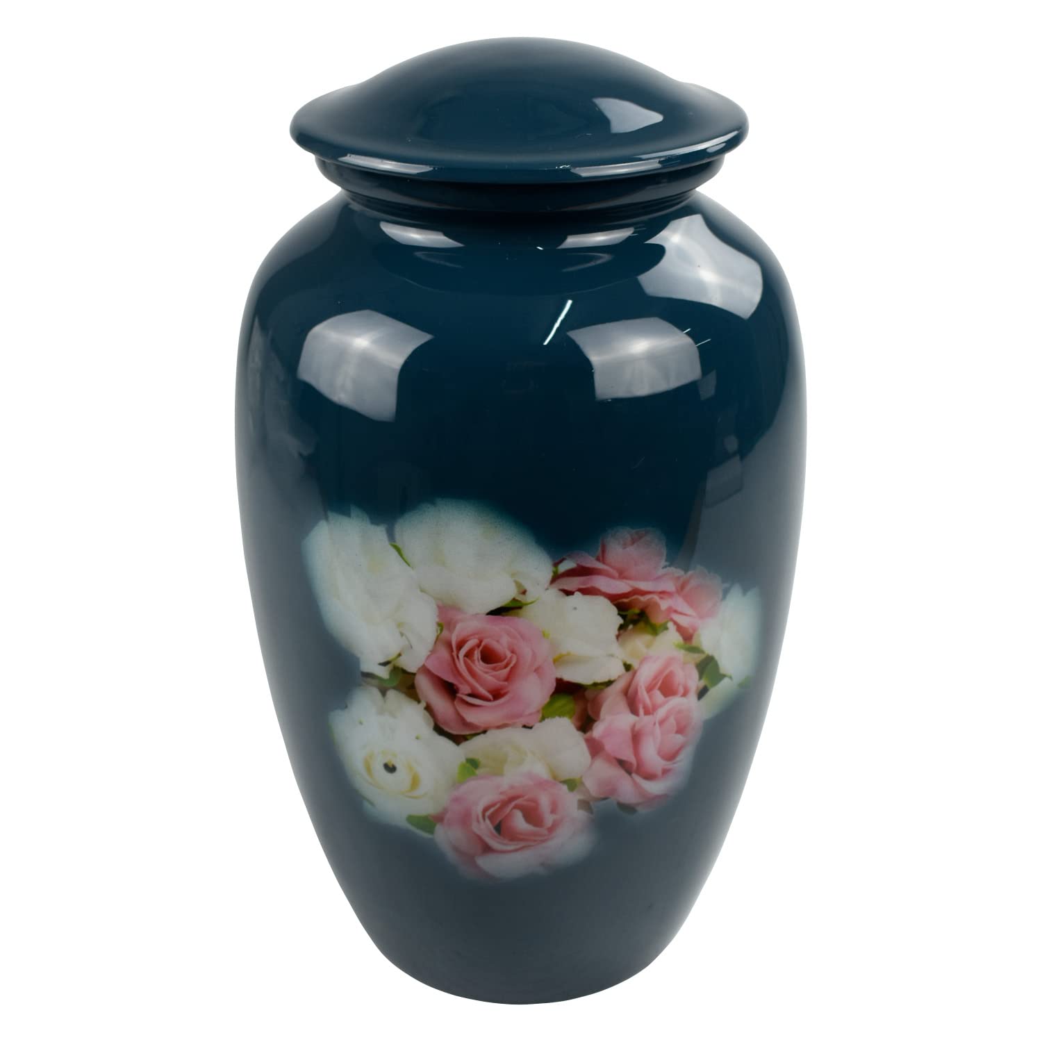 Sterling Ventures Large Cremation Memorial Urn for Adult Human Ashes Screw Lid Design (Pink Rose)