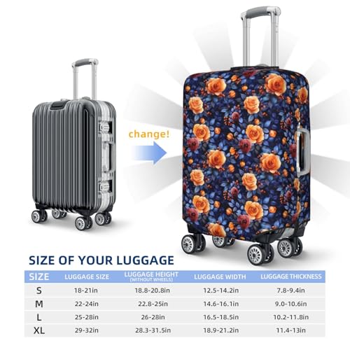 Roses Tulips Floral Pattern Elastic Travel Luggage Covers Dustproof Scratch-Resistant Suitcase Protector Fit 22-24 Inch4