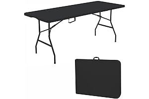 Black 6 Foot Portable Adjustable Folding Table with Lock