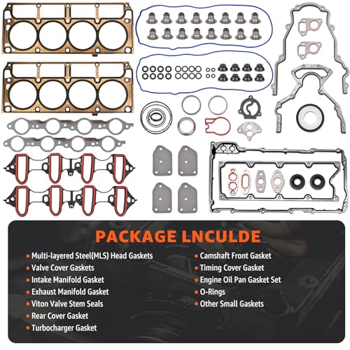 Image of Full Cylinder 5.3 Head Gasket Set Compatible with 2005-2014 Chevy Silverado 1500 Tahoe Avalanche Express Suburban for GMC Sierra Savana Yukon Envoy Escalade 5.3L LM7 L59 V8 Engine HS26191PT-1 CS9284