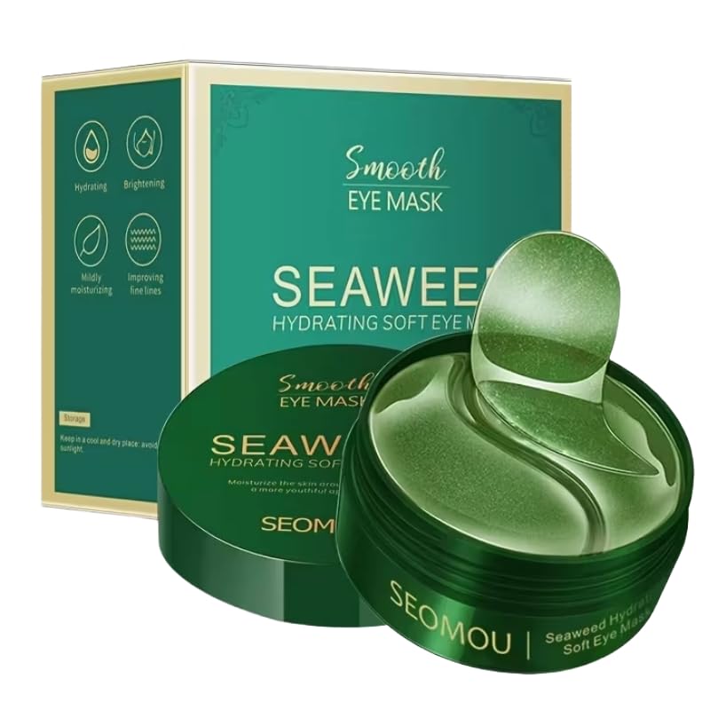 Hydrogel Under Eye Patches with Seaweed Extract | Hydrating & Brightening Eye Mask | Reduces Puffiness, Dark Circles & Fine Lines | Cooling Gel Eye Pads | For Men & Women (60 PC)