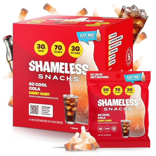 Shameless Snacks So Cool Cola Gummy Candy | Keto Candy with Low Sugar & Low Calorie | Healthy Vegan Snacks for Kids & Adults
