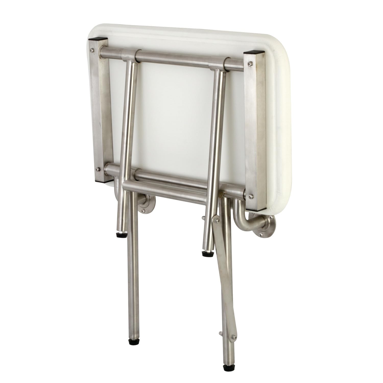 Kingston Brass KBSS2216P Asiento de Ducha Plegado para Montaje en Pared bariátrico de 56 x 40,6 cm con Soportes de Piso adicionales, Acero Inoxidable Cepillado