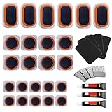 Bike Tire Repair Kits - Bycicle Inner Tube Puncture Patch Kit with 24PCS Vulcanizing Patches,Sandpaper,Metal Rasp,Portable Storage Box for Cycling, Motorcycle, BMX, ATVs, Inflatable Rubber (BLACK-3)